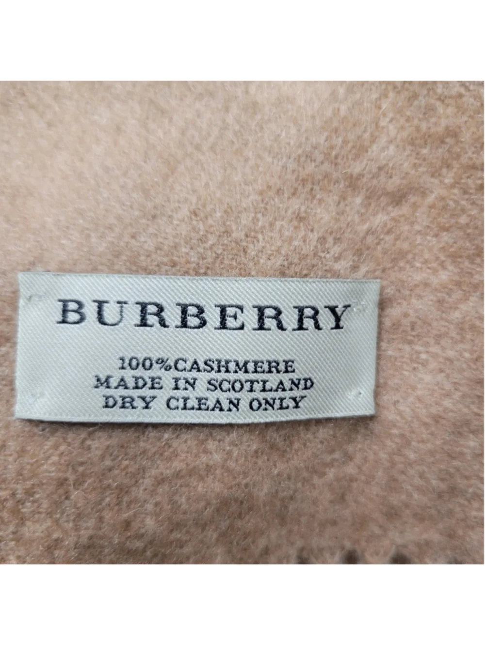 Burberry Embroidered Logo Adult Unisex 100% Cashmere Brown Scarf 76X12 Scotland